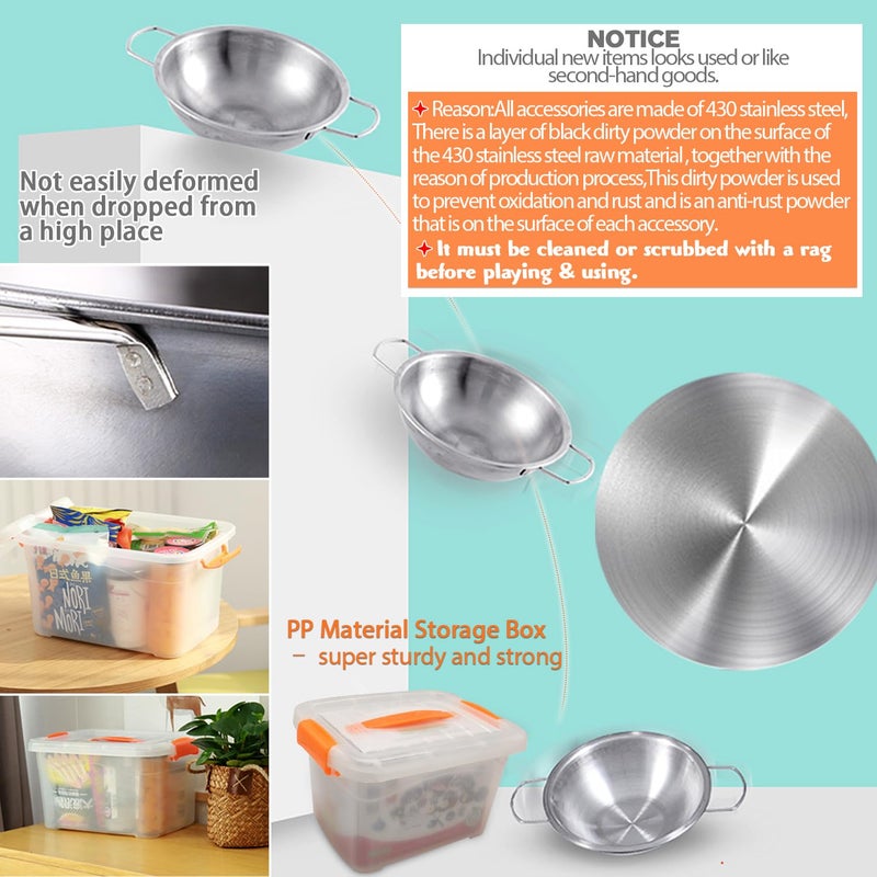 KEJIH Mini Size Kids Kitchen Pretend Play Toys Accessories with Stainless Steel Cookware Pots and Pans Set,Classic Kitchen Accessories Cooking Utensils Set Tiny Role Play Cooking Play Toy for Kids Toddlers - Image 5